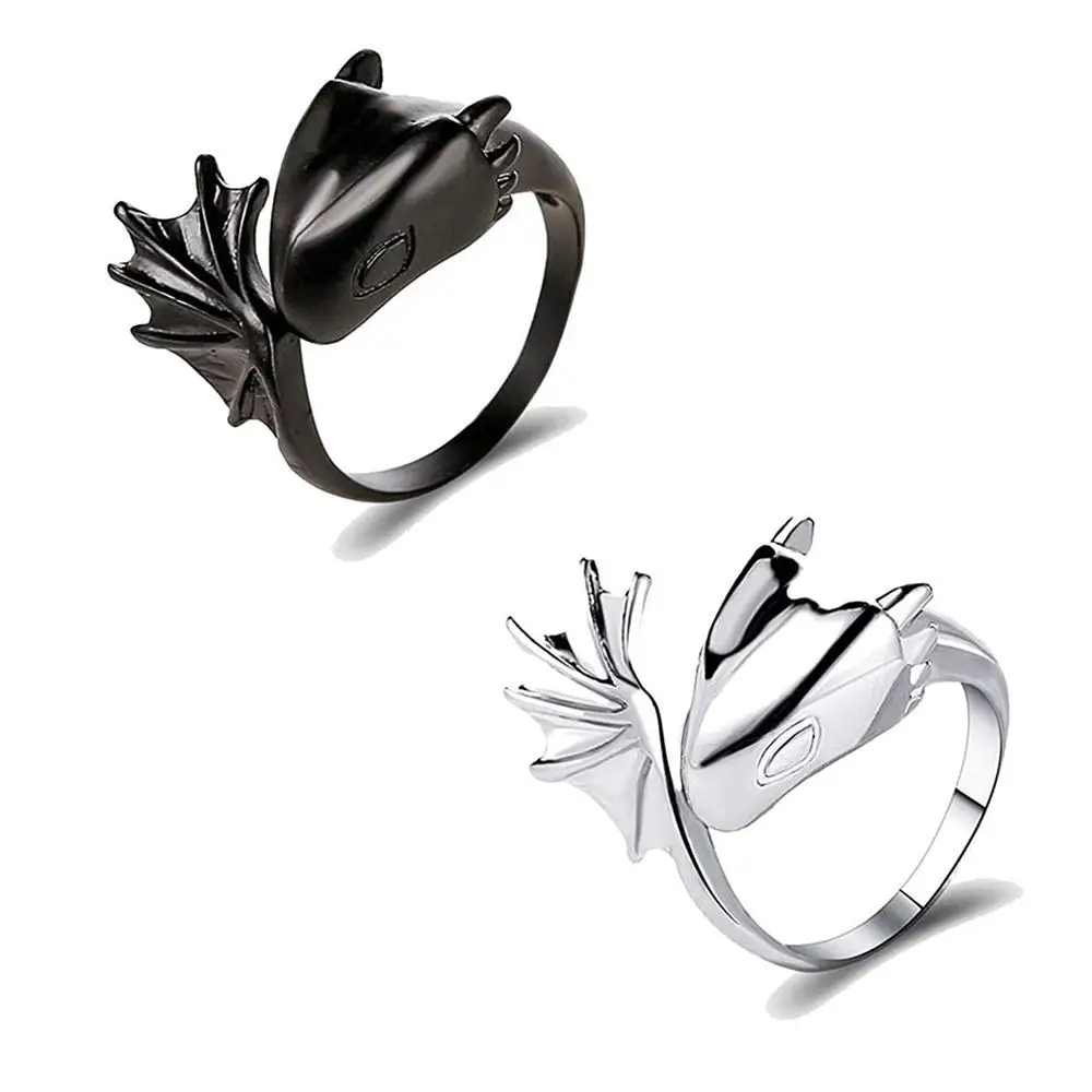 

1pcs New Trendy Enamel Snake Dragon Adjustable Finger Rings Devil's Kiss Split Ring Fashion Korean Fashion Party Jewelry