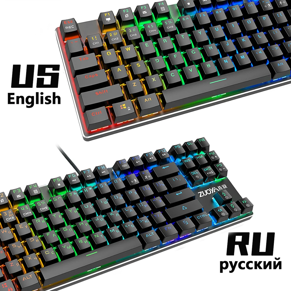 Mechanical Keyboard Wired Gaming Keyboard RGB Mix Backlit 87 104 Anti-ghosting Blue Red Switch For Game Laptop PC Russian US