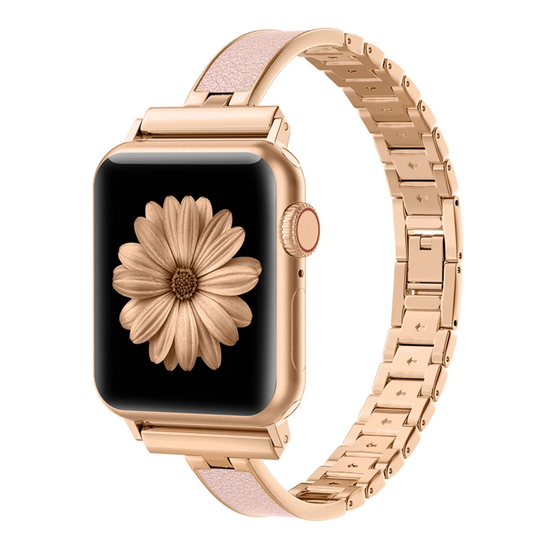 Women Metal Strap For Apple Watch Bands Series 5 40mm 44m Link Metal+Leather Bracelet Band iWatch 4 3 2 1 38mm 42mm | Наручные часы
