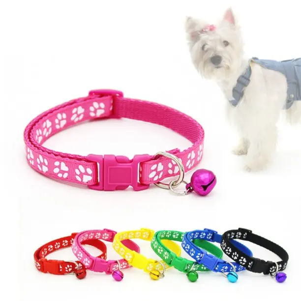 

Cat Collar With Bell For Cat Dog Adjustable Collar With Bell Teddy Bomei Cartoon Funny Footprint Collars Pet Supplies