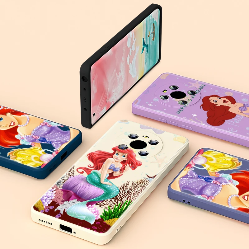 

The Little Mermaid Liquid Silicone Soft For Huawei Mate 40 40E 30 30E Pro 20 Lite Y5P Y6P Y7P 2020 Y9A Y9S Phone Case