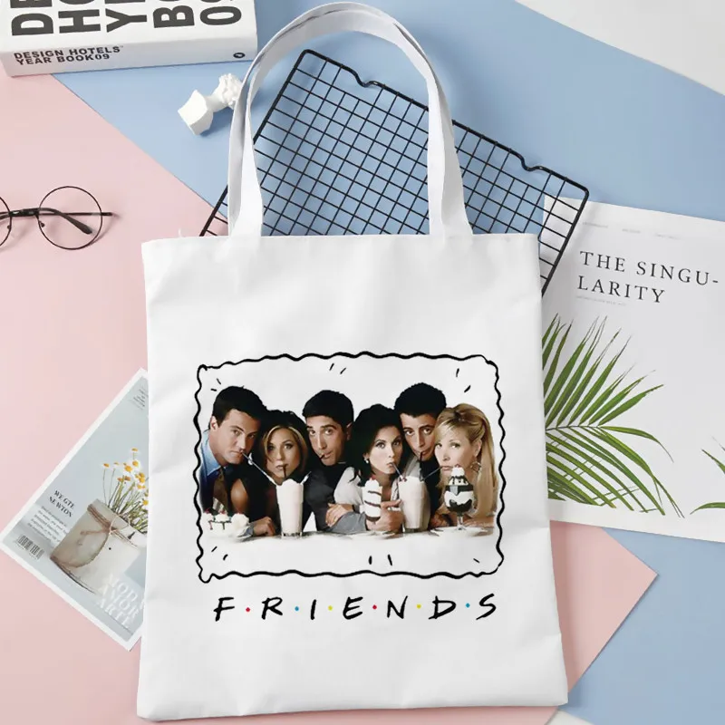 

Friends Tv pattern print Shopping Bag Tote Bag Shoulder Bag Cartoon Harajuku Cartoon Canvas Bags Large Capacity College Handbag