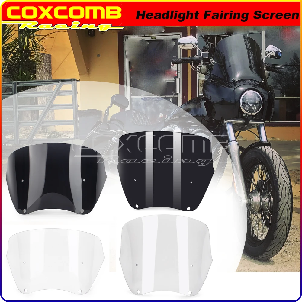 

For Harley Dyna Softail Street Bob Super Glide FXDX FXDXT Club Style Headlight Fairing Replacement Windshield Screen Cover