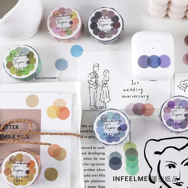 

100 pcs Tour of colors series Washi Tape dot Adhesive Tape DIY Scrapbooking Round Stickers Label Japanese Masking tape
