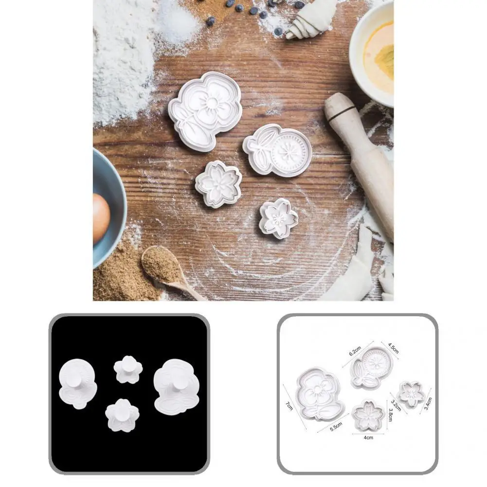 

Chocolate Mold Eco-friendly White Color Cherry Blossom Embossing Mold Baking Supplies Embossing Mold Dessert Mold 4Pcs