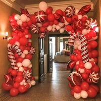 christmas balloon garland arch kit 142 pieces with christmas red white candy balloons gift box balloons red star balloons