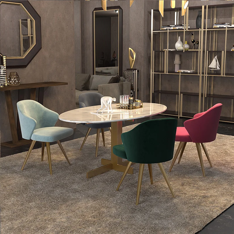 Легкий роскошный постсовременный обеденный стул скандинавский бархатный