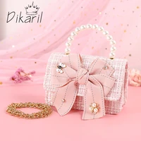 dikaril crossbody bag handbag fashion bow pearl party princess girls crossbody purses mini small bags children messenger bags