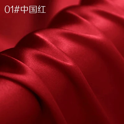 Шелк тутового шелкопряда креп атласная ткань для платья Cheongsam ширина 114 см одежда ткань для DIY шитья 90 чистый цвет горячая распродажа - Цвет: 1
