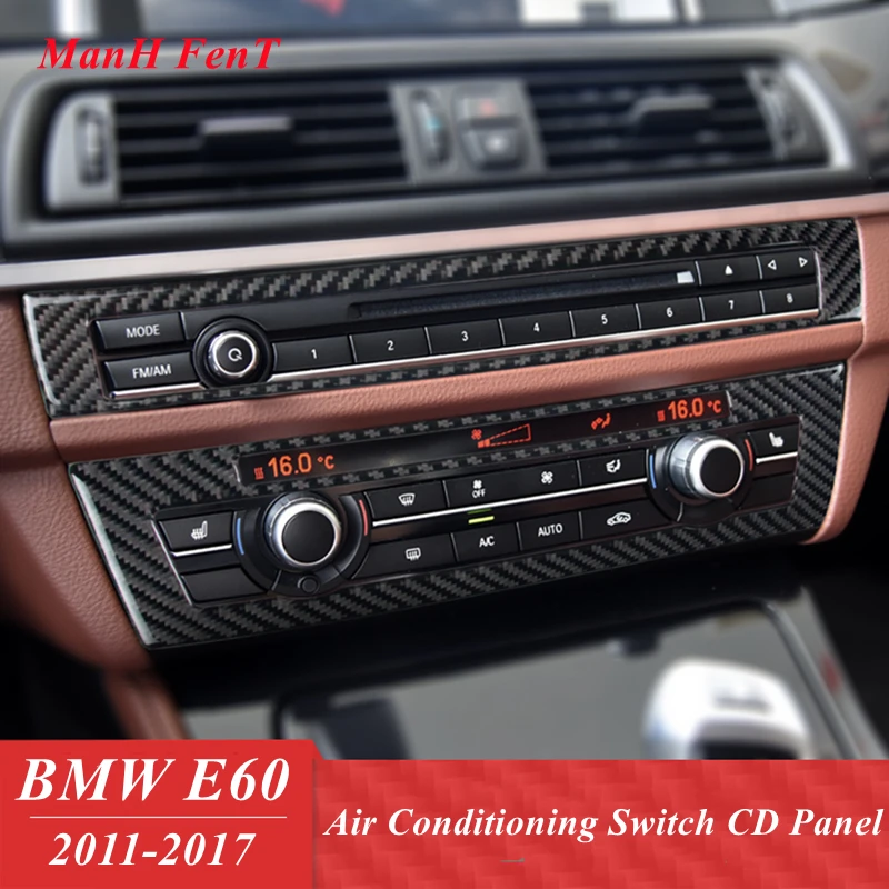 

Для BMW E60 рамка переключателя кондиционера CD панель из углеродного волокна украшение 3D Наклейка аксессуары для интерьера автомобиля 2011-2017
