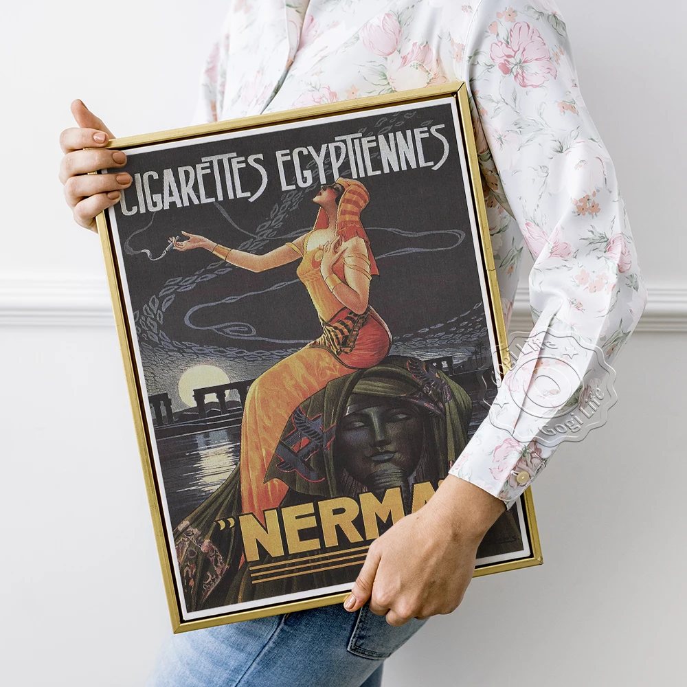 

Egypt Cigarette Nerma Advertising Poster, Egyptian Pharaoh Full Moon Vintage Art Prints, Cigarettes Egyptiennes Wall Decoration