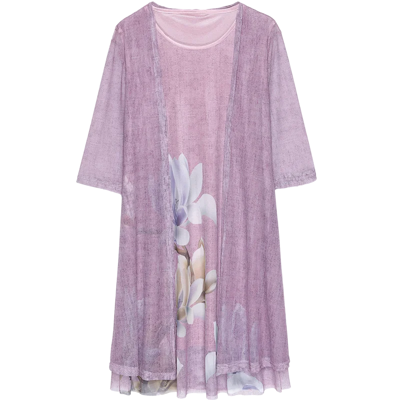 

Print Long Dress 2021 Fashion Tank Summer Dress + Short Sleeve Cardigan Set Hollow Casual Dresses For Women