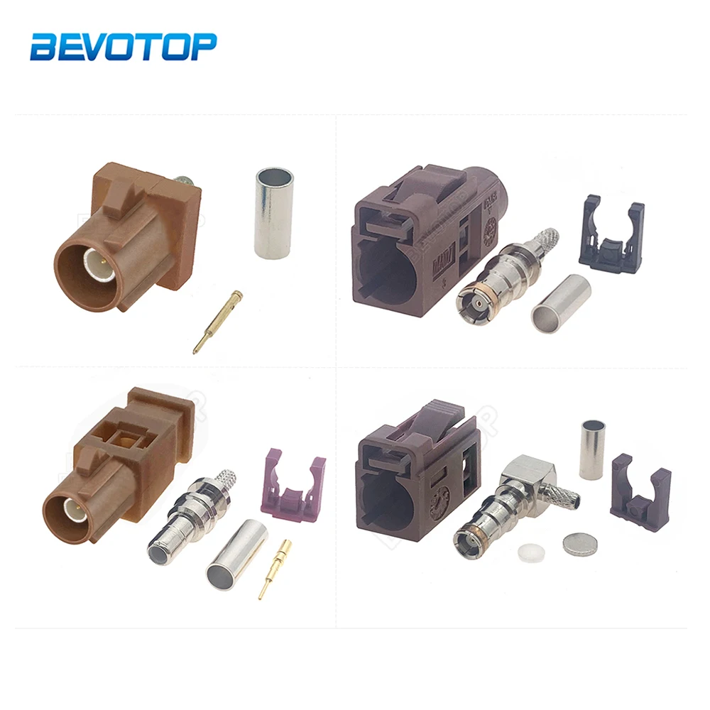 

Fakra Connector Brown Fakra F Male / Female RAL 8011 RF Coaxial Wire Connectors Soldering for RG316 /RG174 Pigtail Cable Bevotop