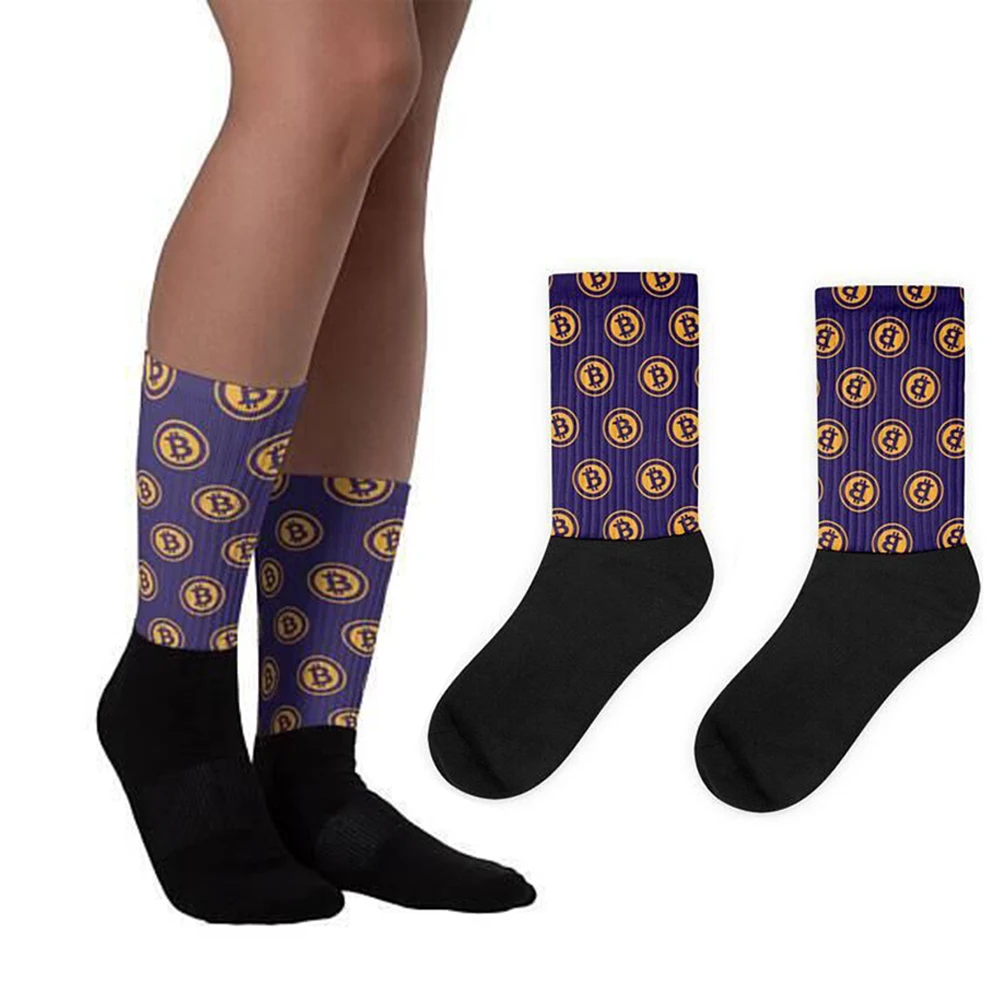 

Stylish 2018 Bitcoin Virtual Currency Bitcoin In-tube Cotton Socks Purple Designer Socks Creative Funny Men's Socks