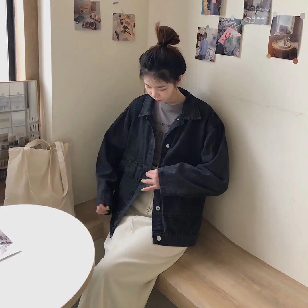 

Hong Kong Style denim jacket for female students in spring and autumn of 2021