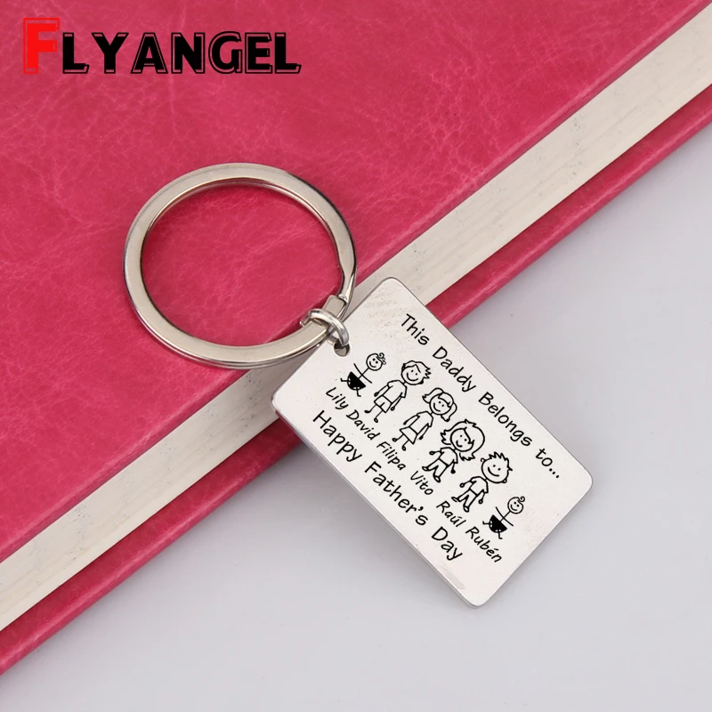 Брелок с гравировкой день счастливого отца заказное имя семьи этот папа