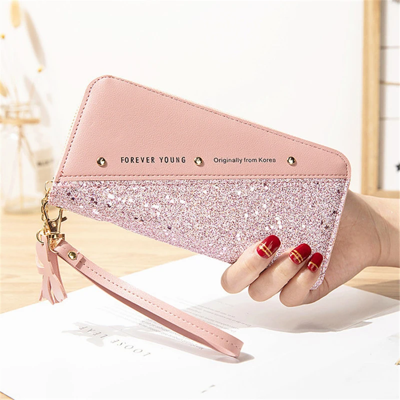 

Fashion Sequined Patchwork Glitter Wallet for Women Long PU Leather Wallet Coin Purse Female Wallets Girls Gifts Wholeale