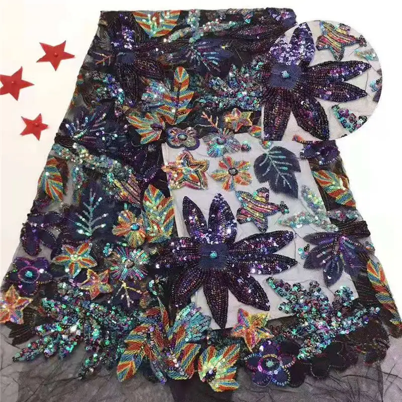 2020 Africa High Quality Flower Sequence French Nigeria Sequin Net Gauze Swiss Lace Fabric Suitable for size 5 / batc | Дом и сад
