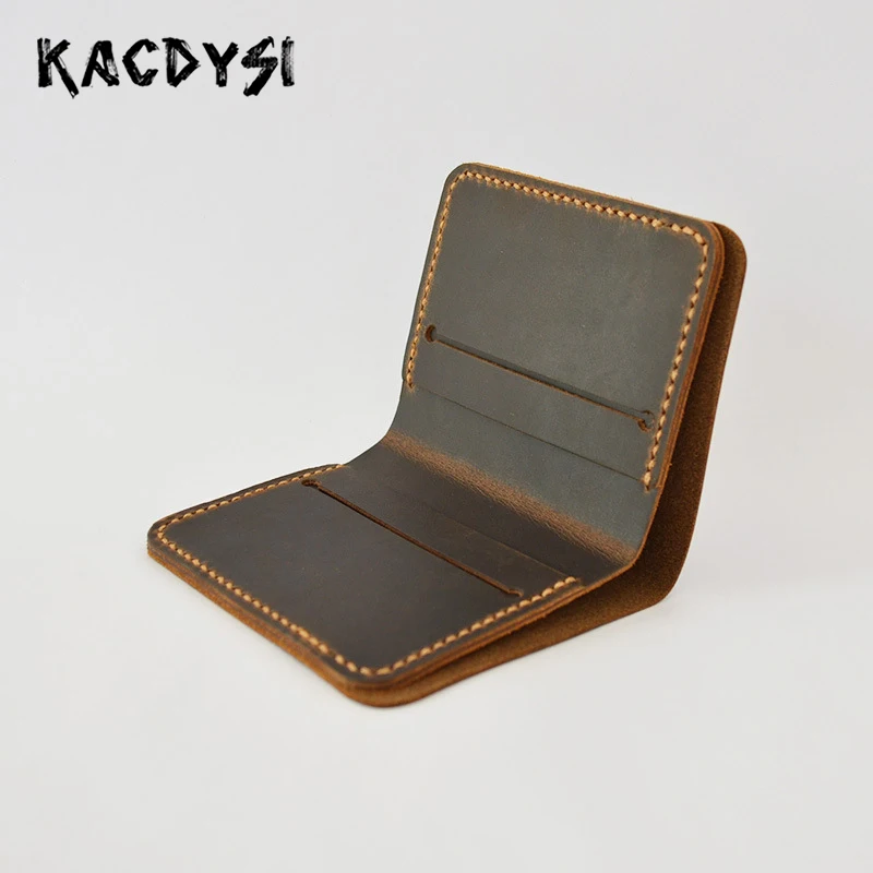 Кожа дикой лошади мужской кошелек Bilfold ручной работы винтажный бумажник из