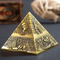 windproof metal pyramid ashtray vintage egyptian style ashtray frame with cover suitable for outdoor indoor home decoration art