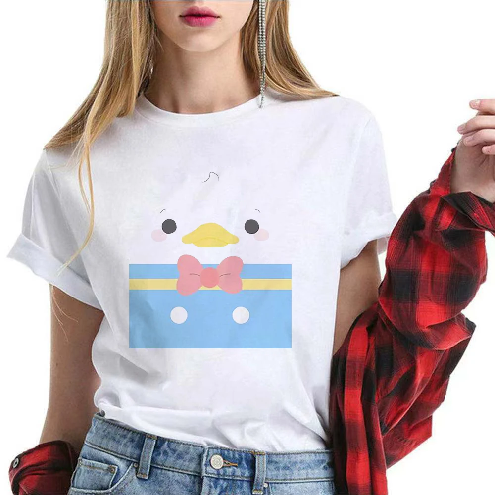 

Cute Disney Series Women Tshirt Cartoon Donald Duck Female Teeshirt Funny White Round Neck Short Sleeve Summer Top Girl Favorite
