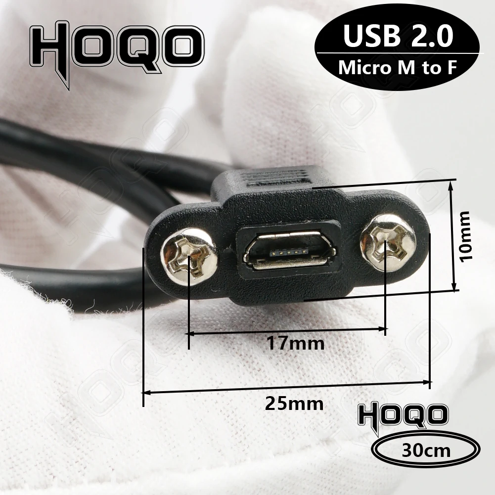 micro usb разъем монтажный 1ft Micro USB 2 0 Штекерный к гнездовой удлинитель кабеля 17 мм с
