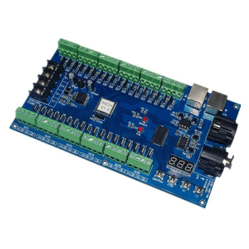 

36CH DMX512 диммер 36-канальный DMX декодер 13 группа RGB выход, светодиодный DMX512 драйвер XRL 3Pin контроллер WS-DMX-36CH