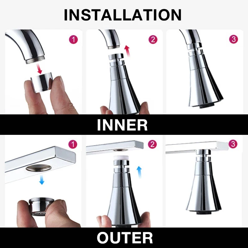 

Rotatable Pressurized Faucet 360 Rotatable Faucet Sprayer Attachment Tap Booster For Kitchen Bathroom