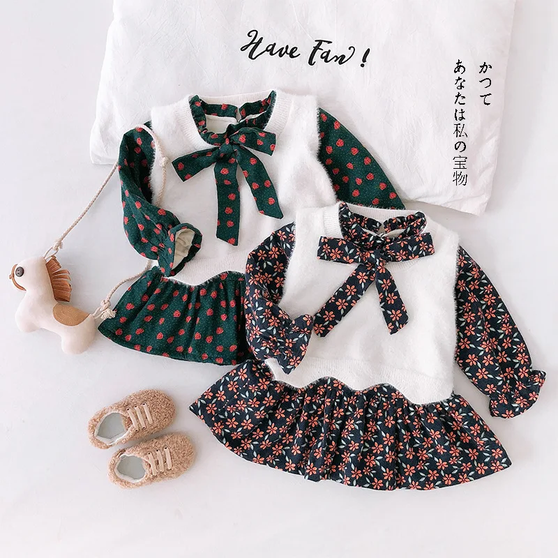 Комплекты одежды для девочек детская одежда осеннее модное стильное платье +