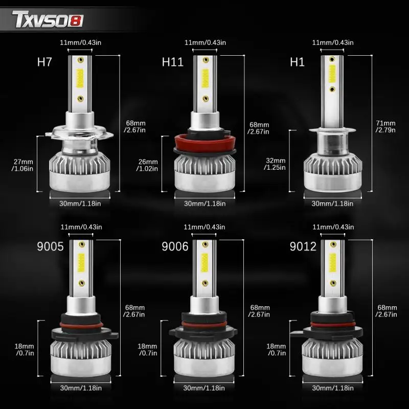 TXVSO8 G1 Series 2 шт. Автомобильные светодиодные фары H1/H7/9005/9006/9012 110 Вт 6000K автомобильные