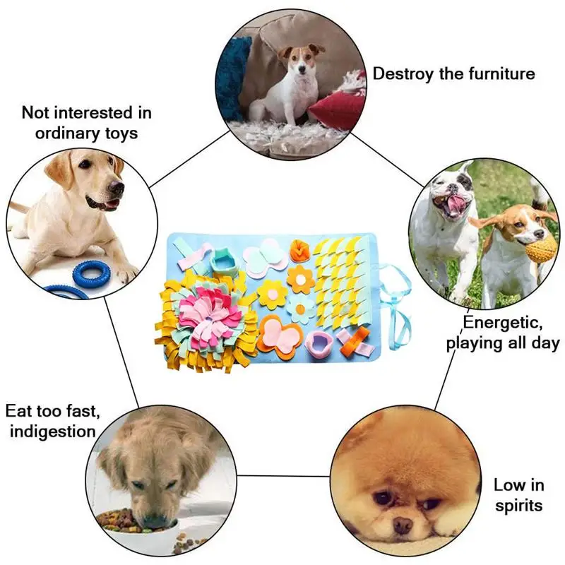 

Pet Dog Snuffle Mat Pet Sniffing Training Blanket Detachable Fleece Pads Dog Mat Relieve Stress Nosework Puzzle Toy Pet Nose Pad