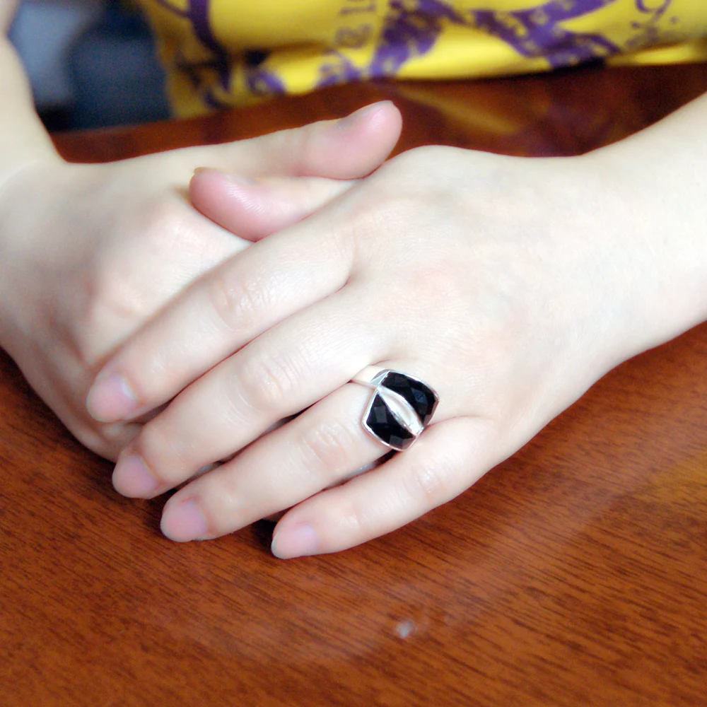 Модное широкое серебряное кольцо искусственное для женщин серебряные ювелирные