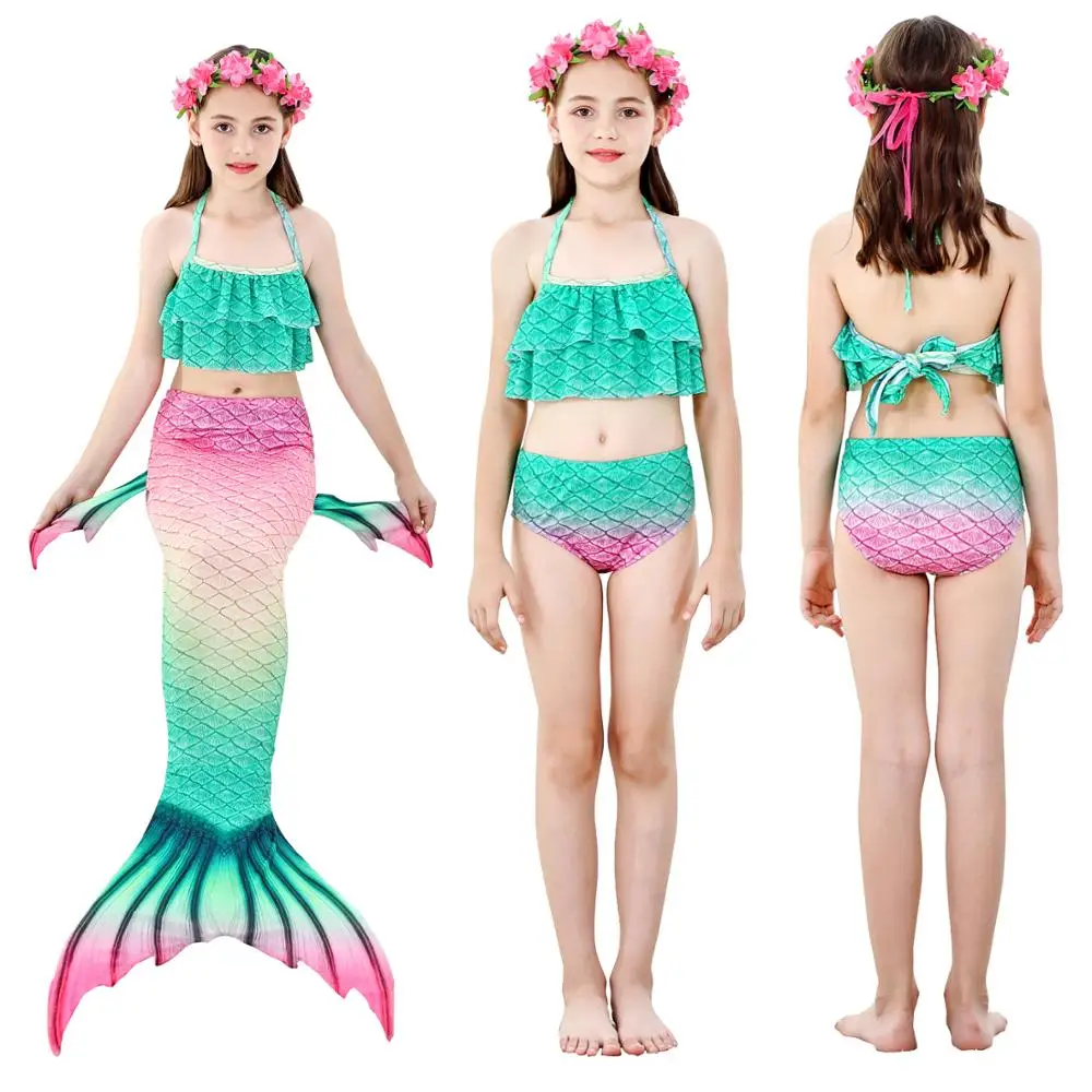 Детские хвосты маленькой русалки для девочек с плавником купальник бикини