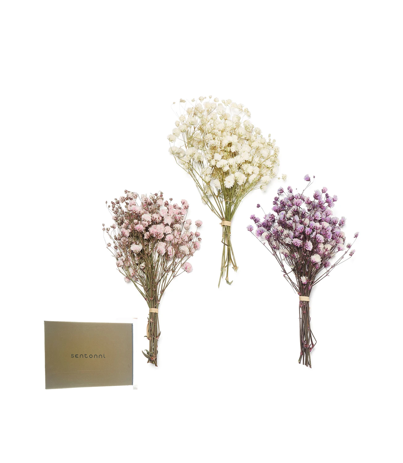 

sentonni Mini Decorative Dried Flowers Babysbreath Flowers Bouquet Natural Plants preserve Floral for Wedding Home Decoration