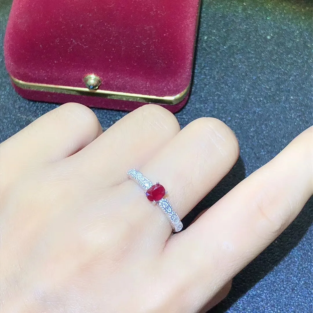 

BOEYCJR S925 Silver Trendy Ruby Fine Jewelry Adjustable Elegant Gemstone Rings for Women Engagement Gift anillo anneau