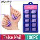 100 шт.компл. однотонные Длинные накладные ногти балерины натуральный гроб нажимные накладные ногти дизайн ногтей ABS полное покрытие Декор ногтей маникюр