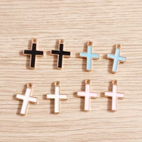 10pcs 1116mm alloy enamel 4 colors cross charms for jewelry making diy drop earrings pendants necklaces handmade craft supplies