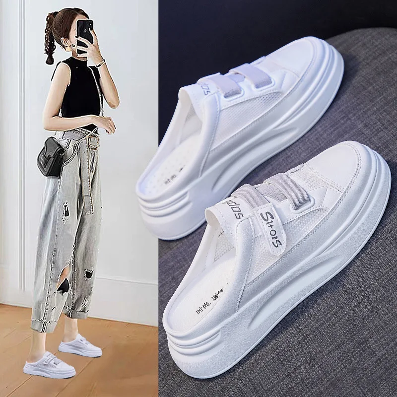

Women's Shoes Ladies Sneakers 2021 Fashion White Shoes Flat Sports Low Heel Shoes Shallow Rubber Sole Ladies Sneakers