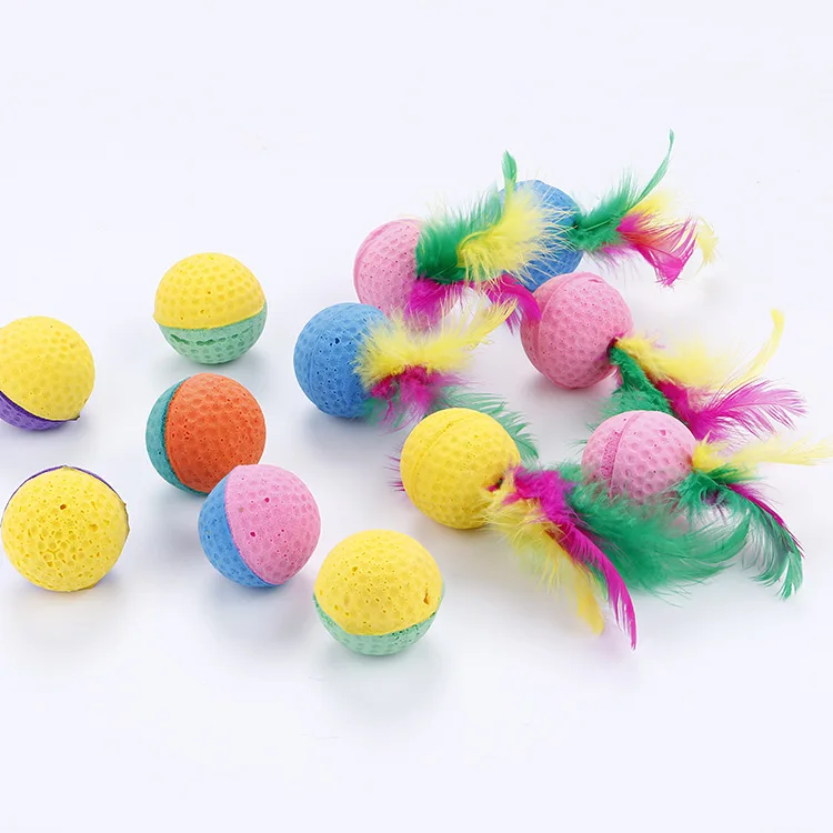 

Cat Toy Latex Foam Ball Belt Feather Two Color Pet Supplies