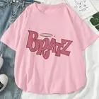 Новая летняя розовая футболка Bratz с надписью, Женская Повседневная футболка Harajuku, футболка с коротким рукавом и принтом, уличная одежда с графическим принтом, модные топы, футболки