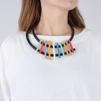 ydydbz colorful rubber strip choker necklaces for women vintage double layer statement necklace ethnic sweater chain jewelry