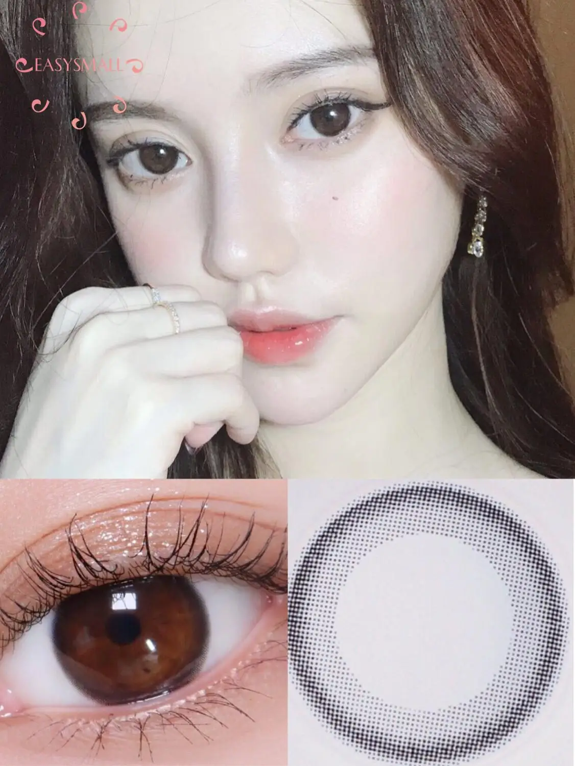

Easysmall Colored Contact Lenses for Eyes Cosmetic Natural coffee ring yearly small Beauty Pupil Degree option 2pcs/pair