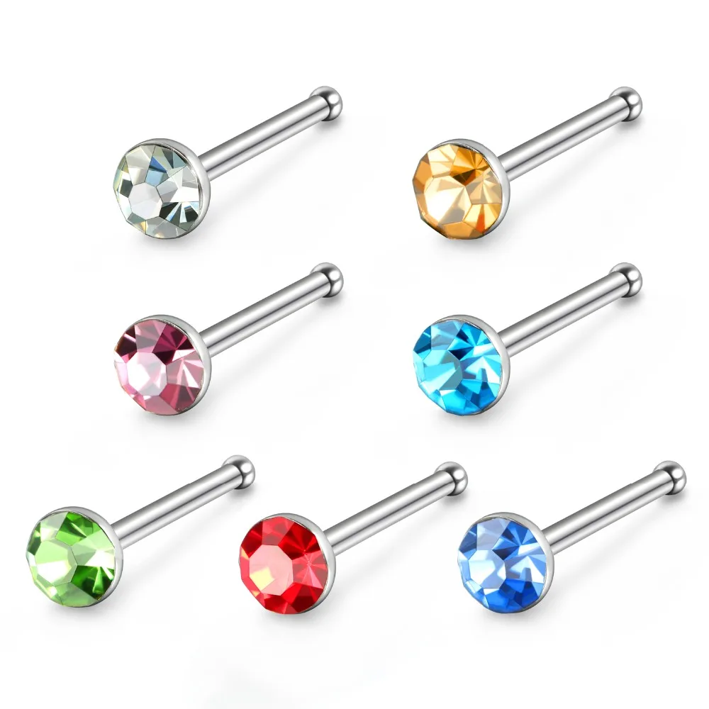

Nose Rings Nose Bone Nose Studs Hypoallergenic Stainless Steel Crystal Body Piercing 60pcs Box