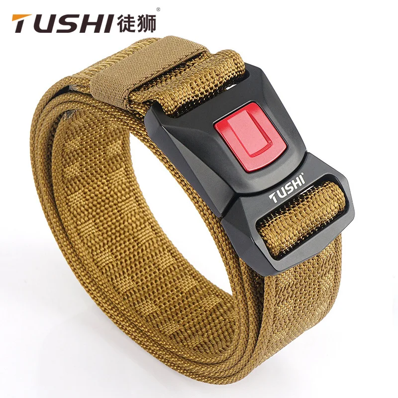 TUSHI 2021 Fashion New Men's Waistband Nylon Weave Tactical Belt Safety Quick Release Buckle Girdle 125cm*3.8cm Cinturon Hombre