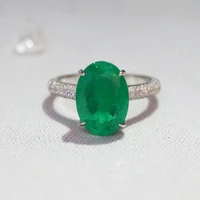 100 s925 sterling silver green emerald ring for women fine wedding bands sapphire gemstone jewelry natural topaz rings box