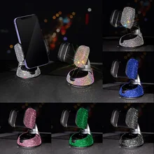 Universal Crystal Car Phone Holder Sucker Rotating Mobile Phone Clip Air Outlet Buckle for Car Mobile Phone Rhinestone Stand