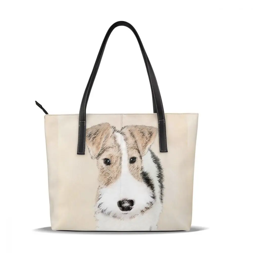 Wire Fox Terrier сумка Wire Fox Terrier сумки с верхней ручкой Большая вместительная Высококачественная кожаная сумка-тоут женские сумки - Цвет: Wire Fox Terrier
