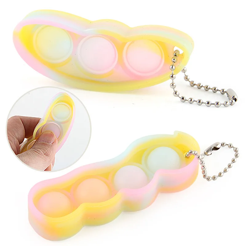 

Finger Bubble Keychain Decompression Peapod Vent Pops It Cute Peas Beans Simple Dimple Squeeze Toys