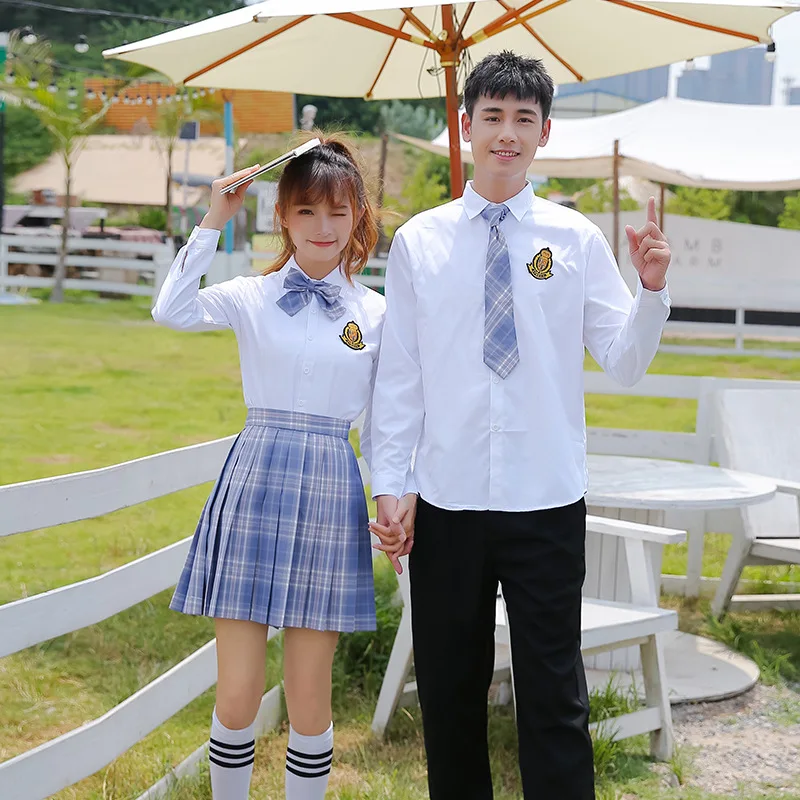 2020 Spring Autumn plus size New High School Uniform Korean Preppy Style Long Sleeve Shirt Skirts Suit JK Fashion | Тематическая