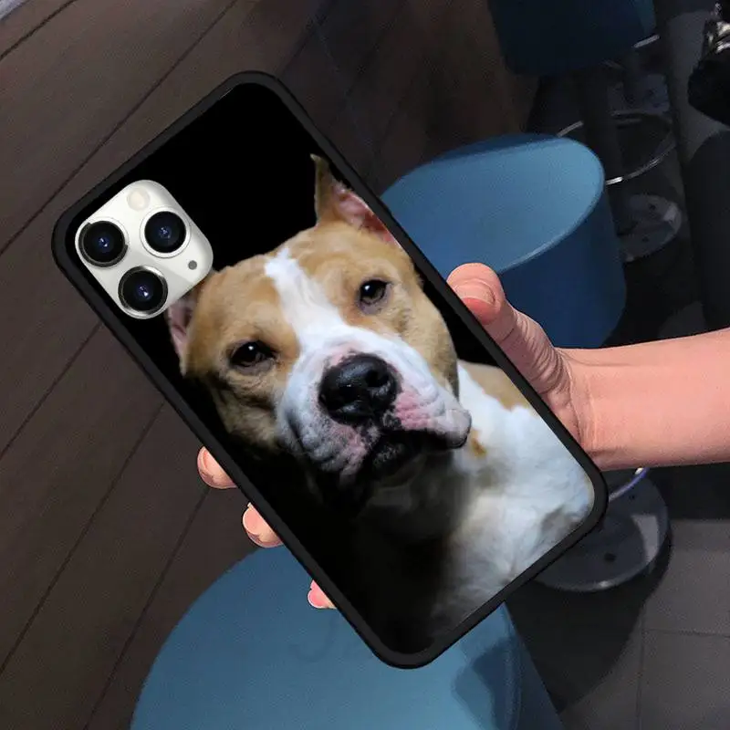 

Black White Pit Bull Lovely Pet Dog Phone Case For iphone 7 8 12 11 XR XS pro Max Mini plus Soft silicone cover shell funda